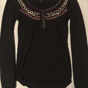 Free People Blanket Stitch Embroidered Henley